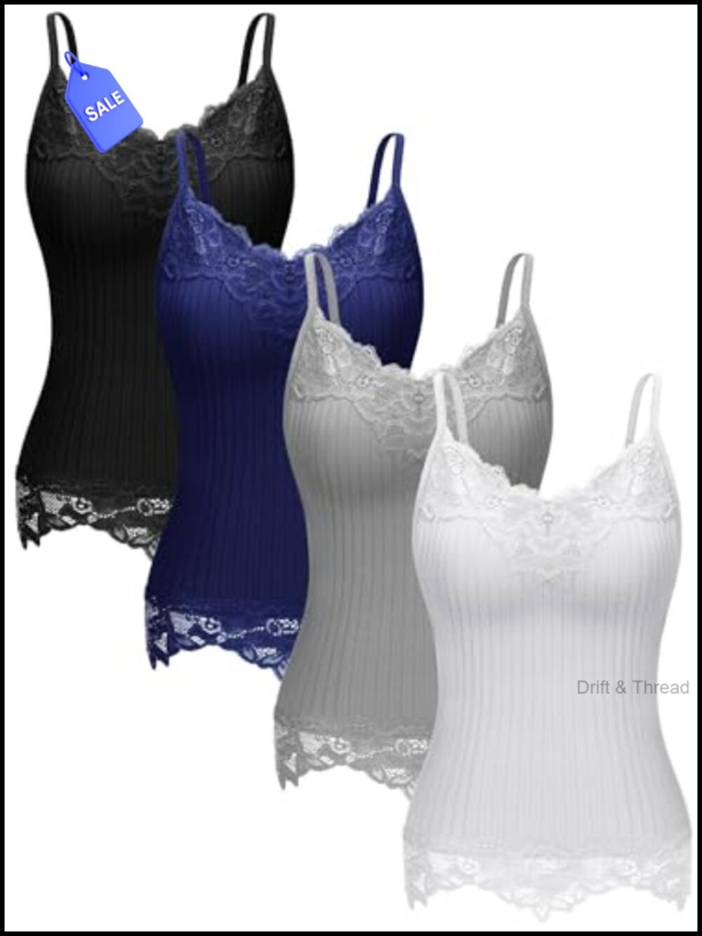 Women's 4 Pack Lace Tank Tops V-Neck Spaghetti Strap